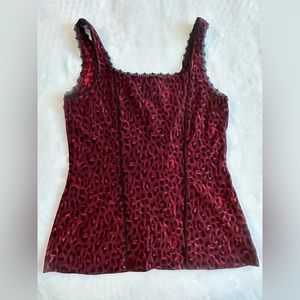 White House Black Market corset stretchy top. Red & black leopard, lace.…